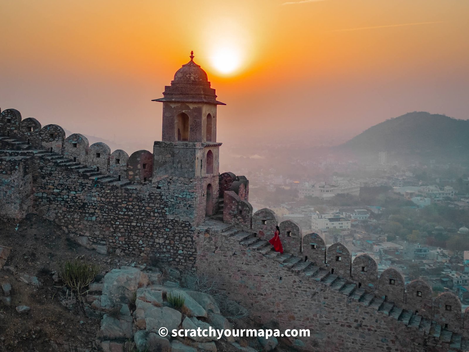 Amber Fort city walls in Jaipur, India