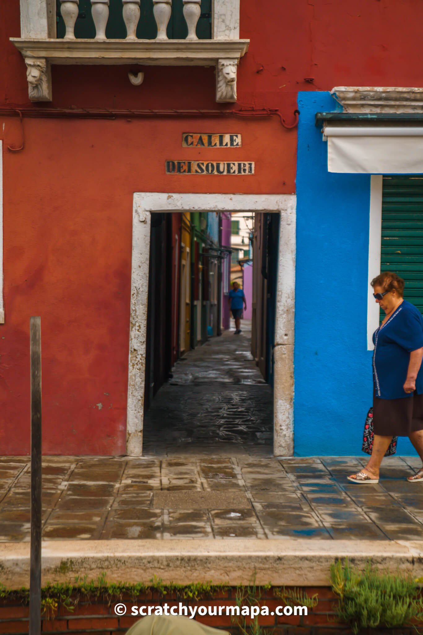 rainbow street on the island of Burano in Venice