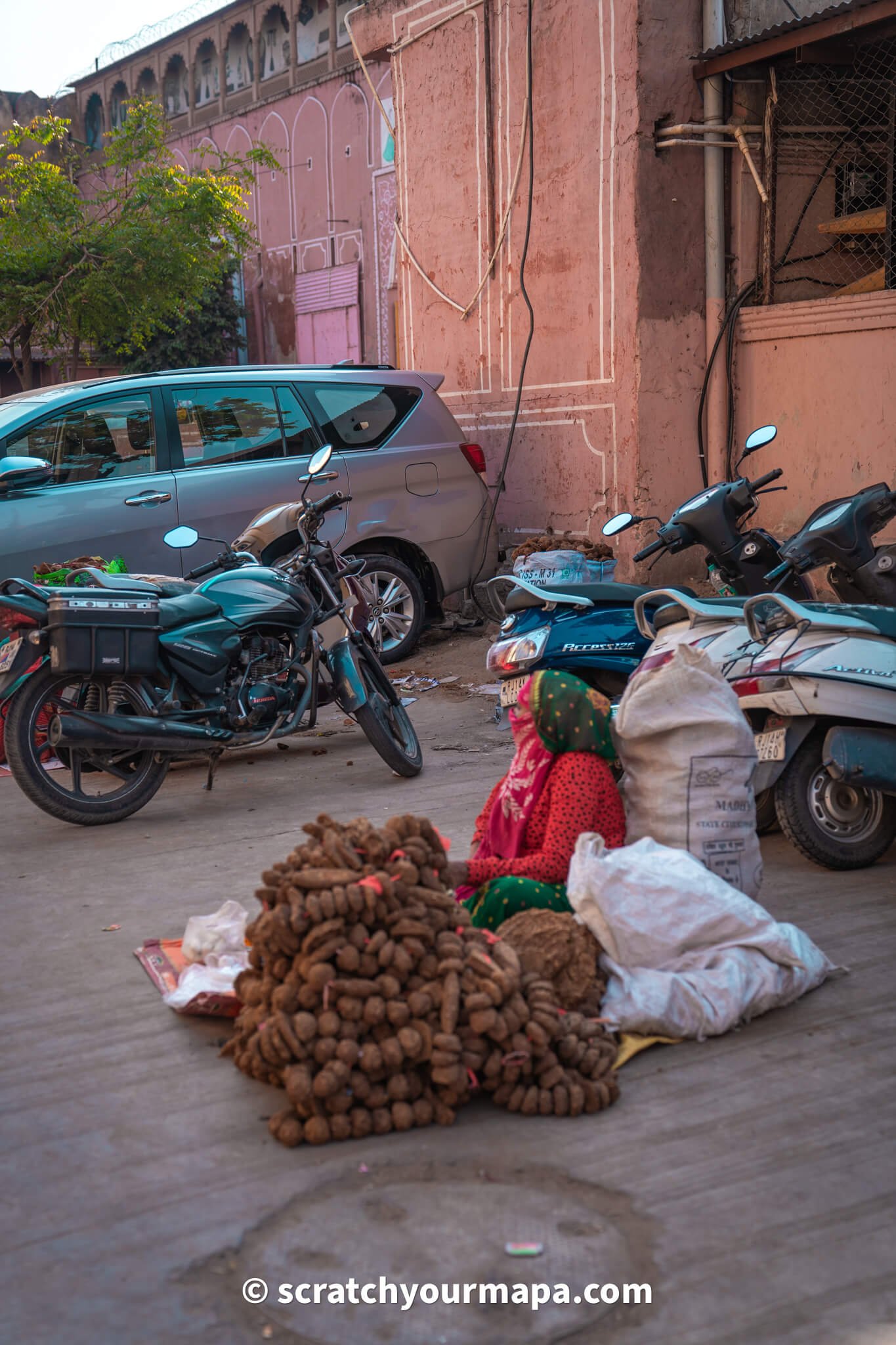 selling cow manure in Jaipur - culture shock in India