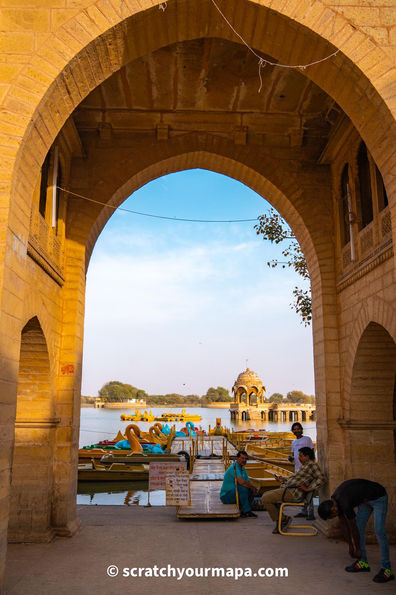 boat ride at Gadisar lake in Jaisalmer, the golden city of India