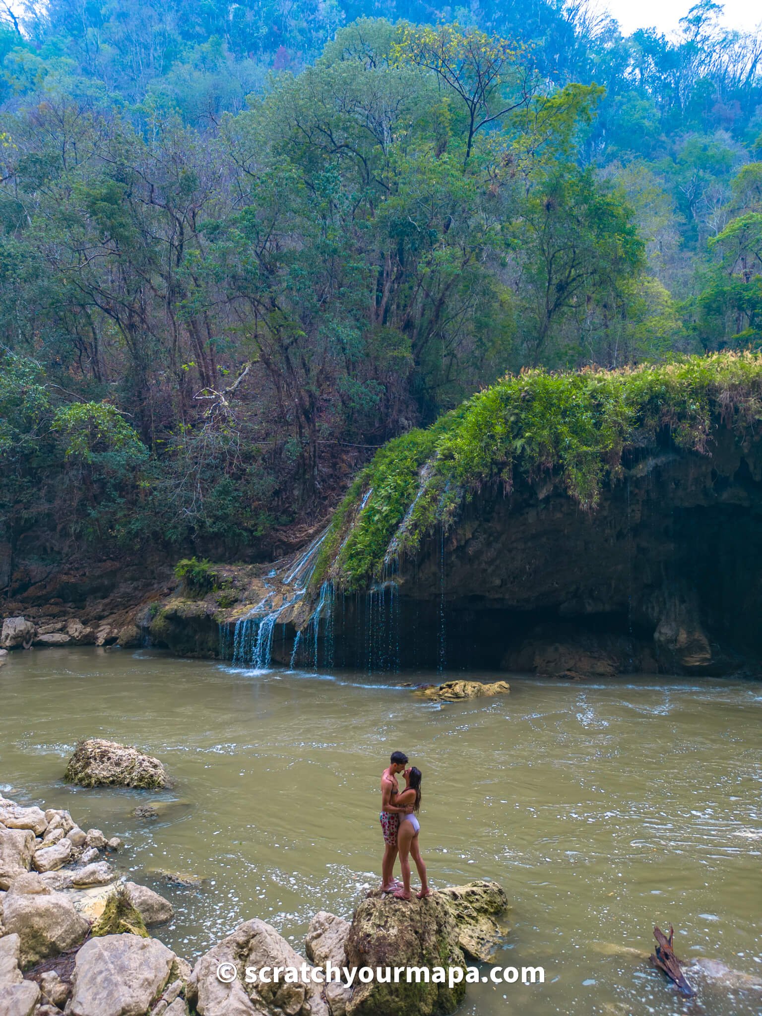 waterfall at Semuc Champey in Guatemala