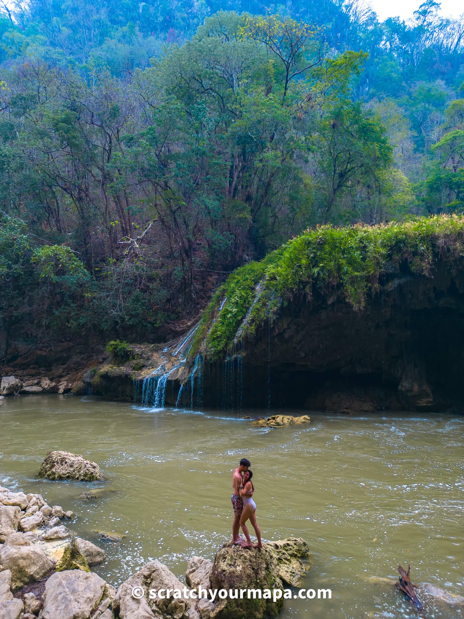 waterfall at Semuc Champey in Guatemala