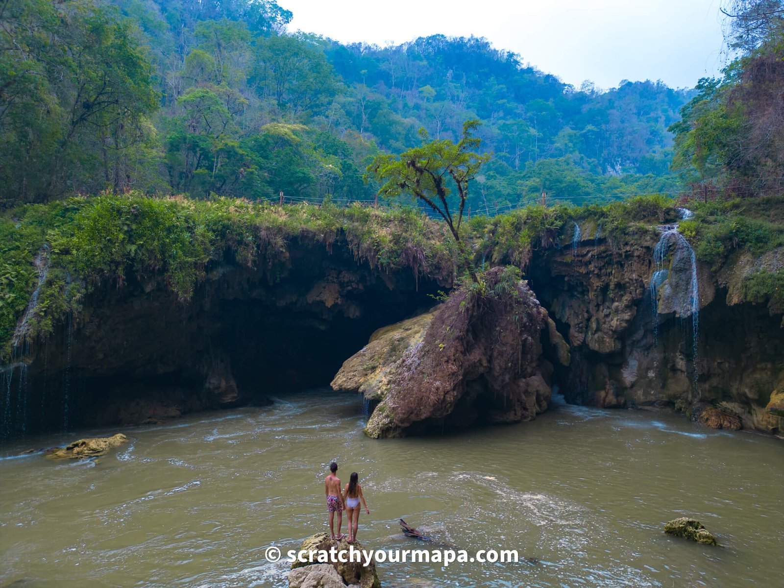 waterfall at Semuc Champey in Guatemala