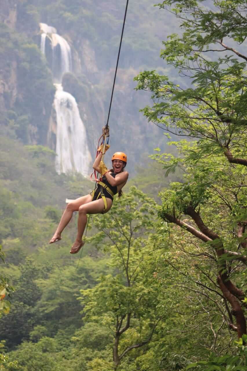 ziplining at El Chiflon, the most beautiful waterfalls in Mexicoa