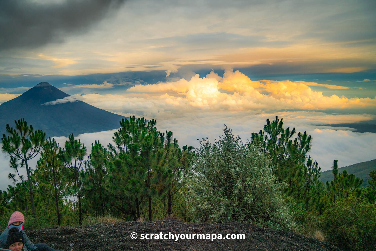 sunset at Acatenango Volcano base camp