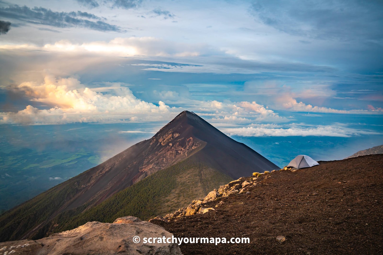 campikng at the Acatenango volcano in Guatemala