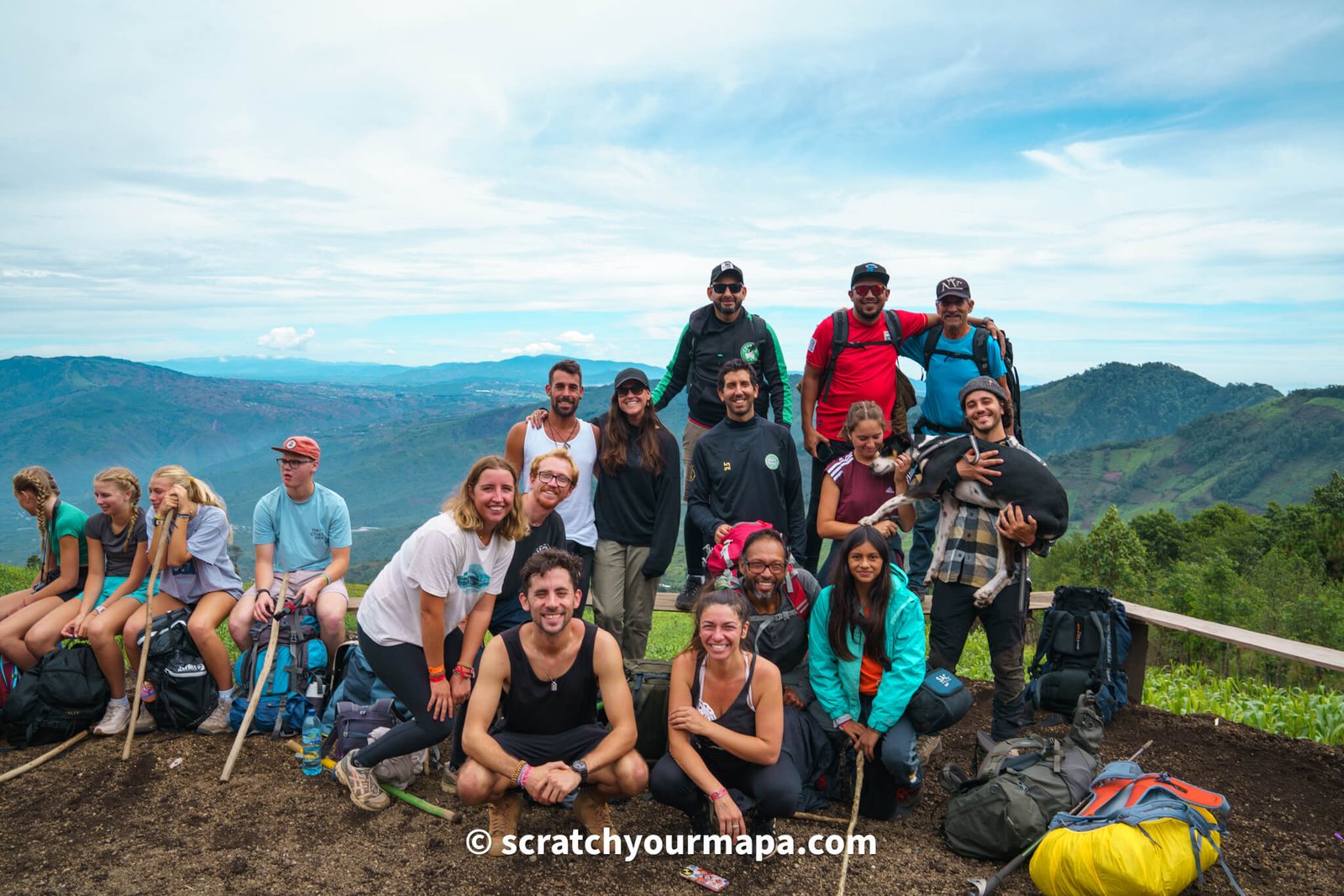 tour group for the Acatenango volcano hike