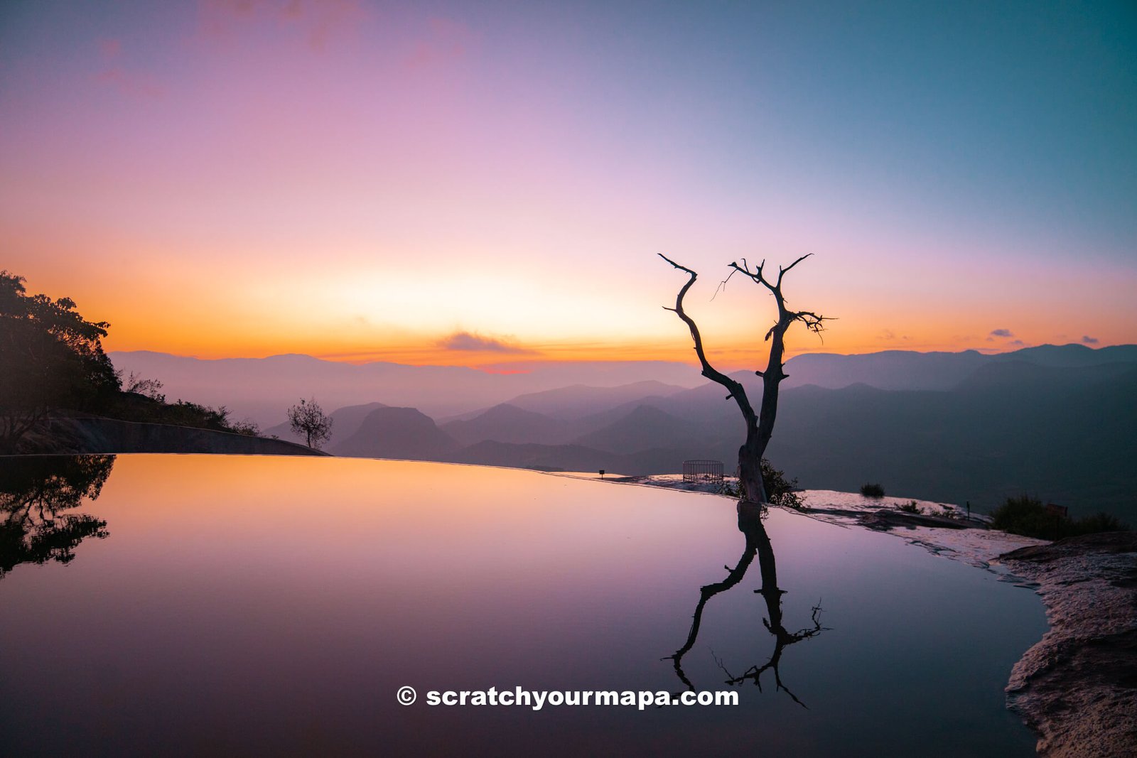 visiting Hierve el Agua at sunset