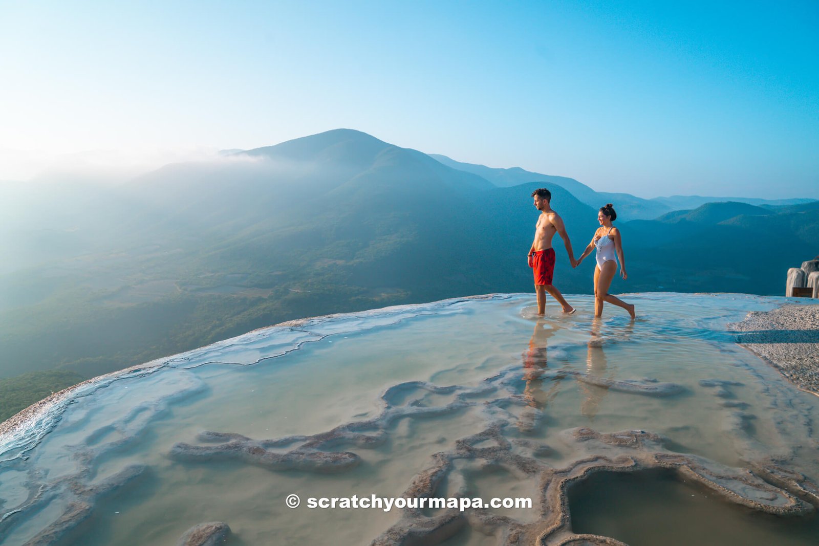 visiting Hierve el Agua in the morning