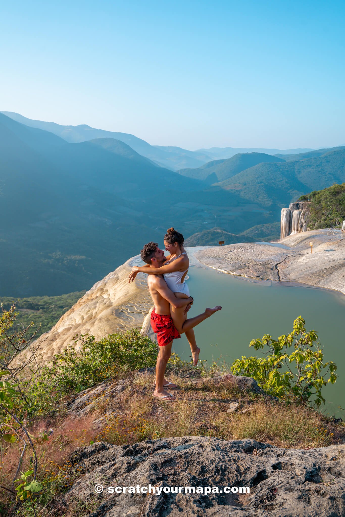 visiting Hierve el Agua in the morning