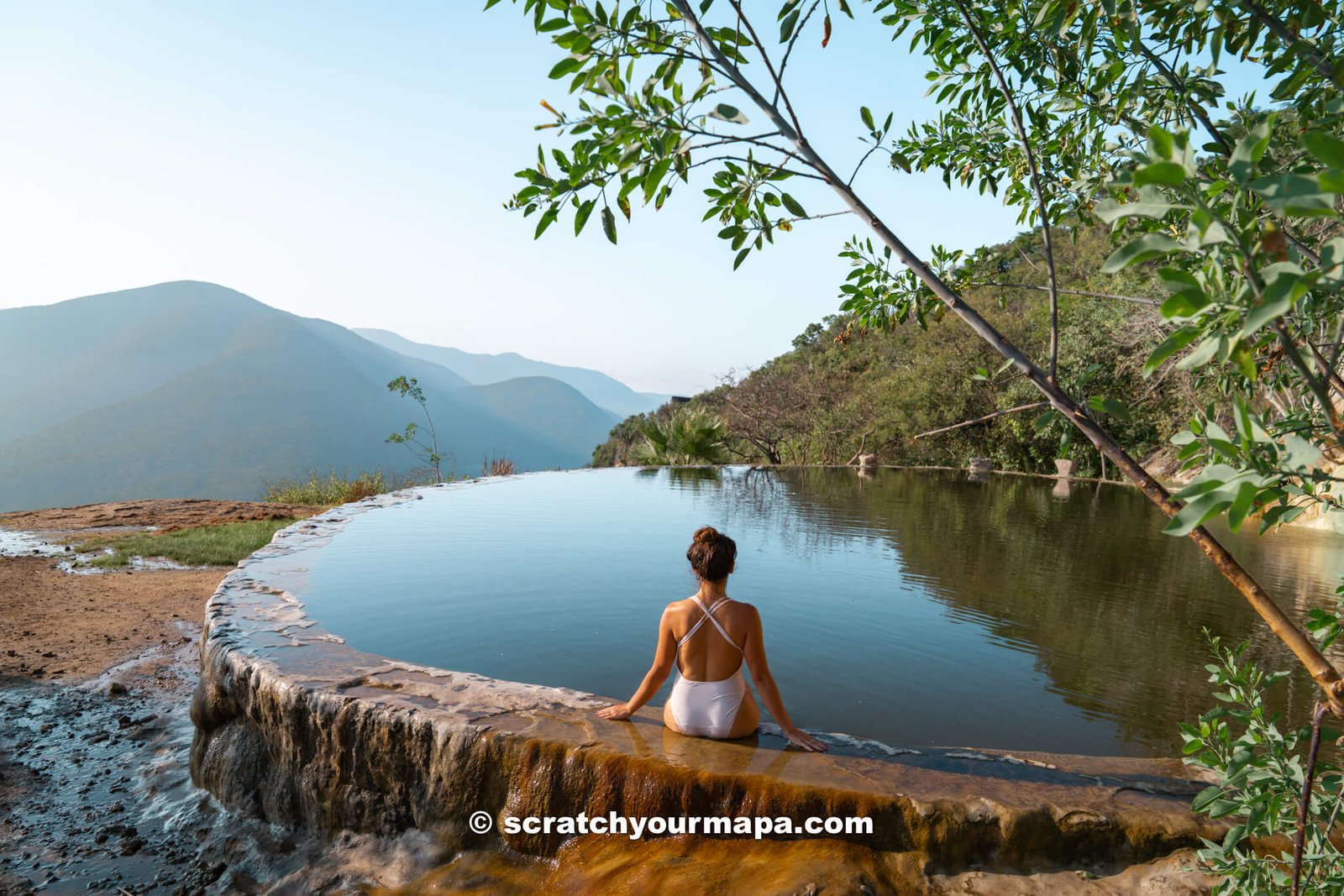 visiting Hierve el Agua in the morning