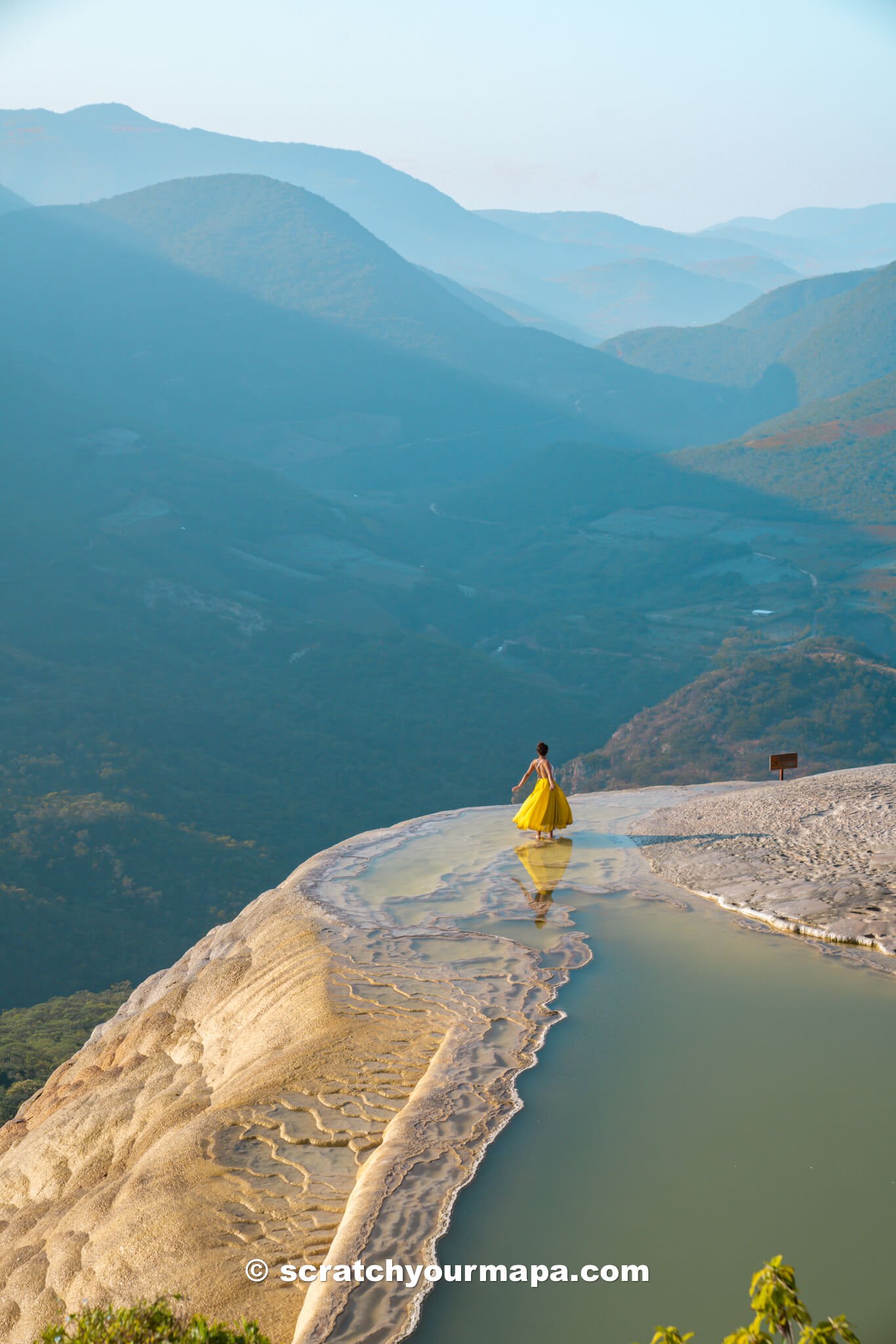 visiting Hierve el Agua in the morning