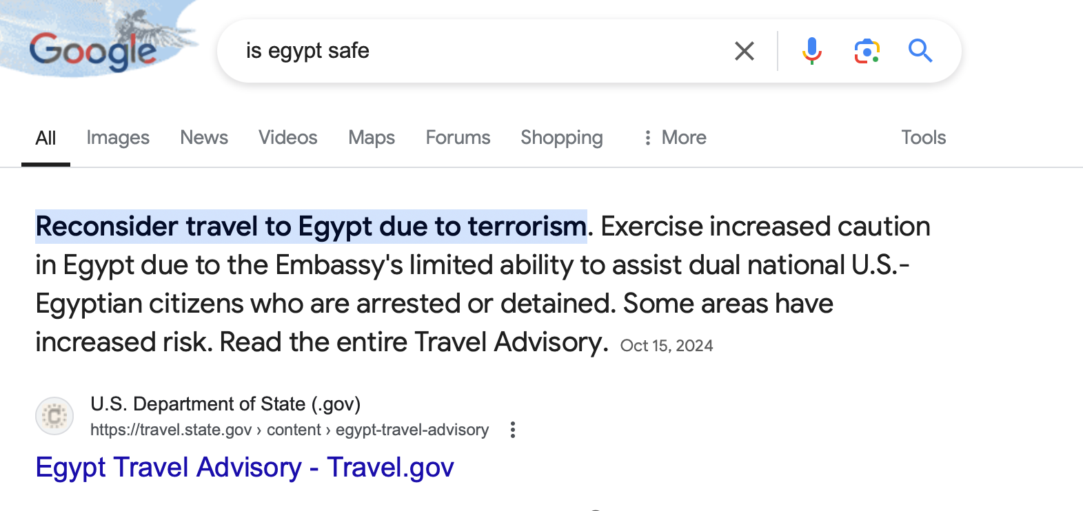 is it safe to travel in Egypt now?