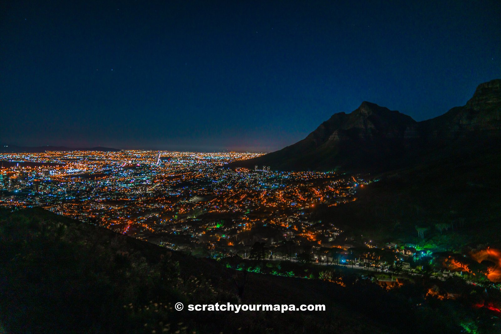 hiking in the dark at Lion's Head, Cape Town