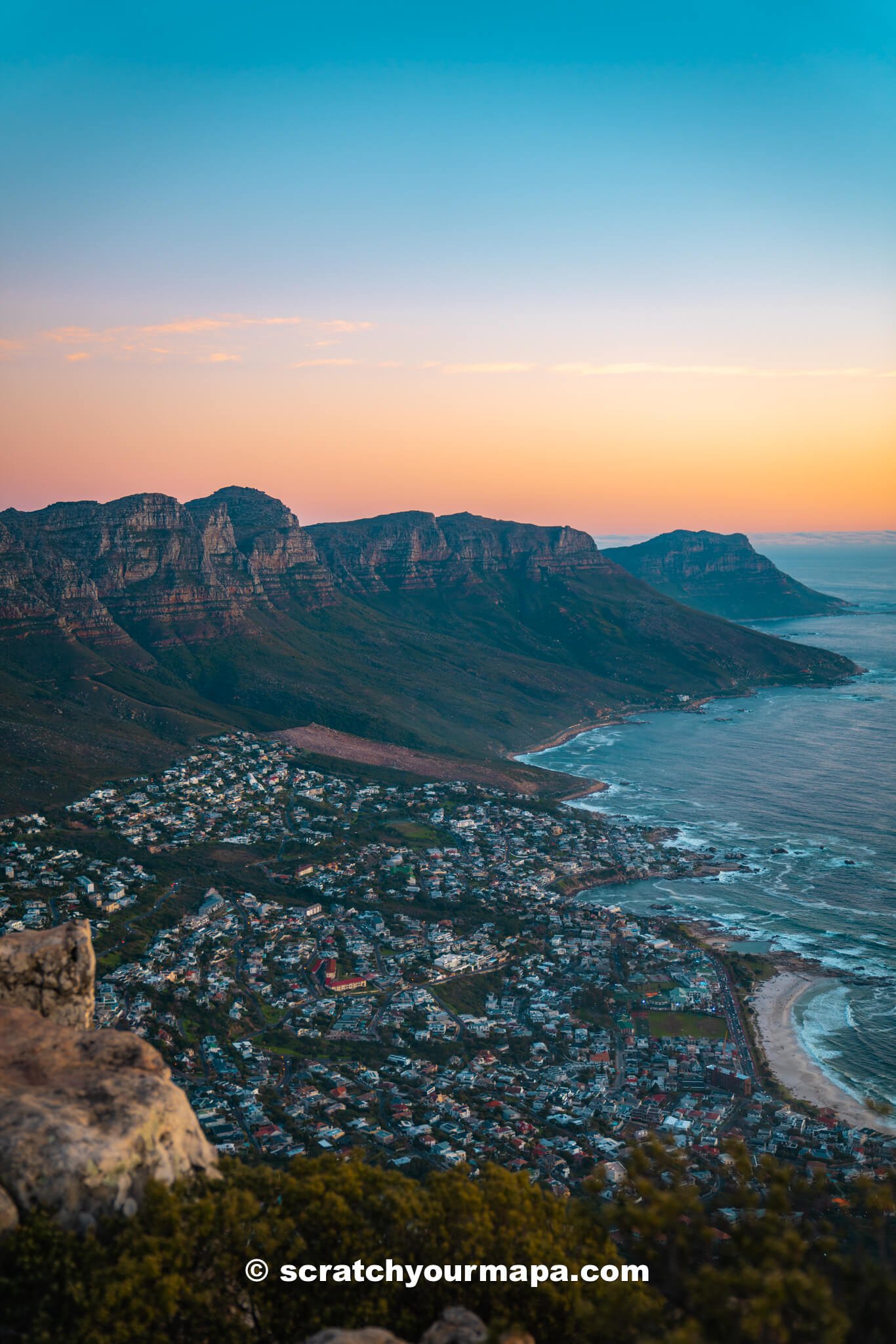 views at the top of Lion's Head hike, Cape Town