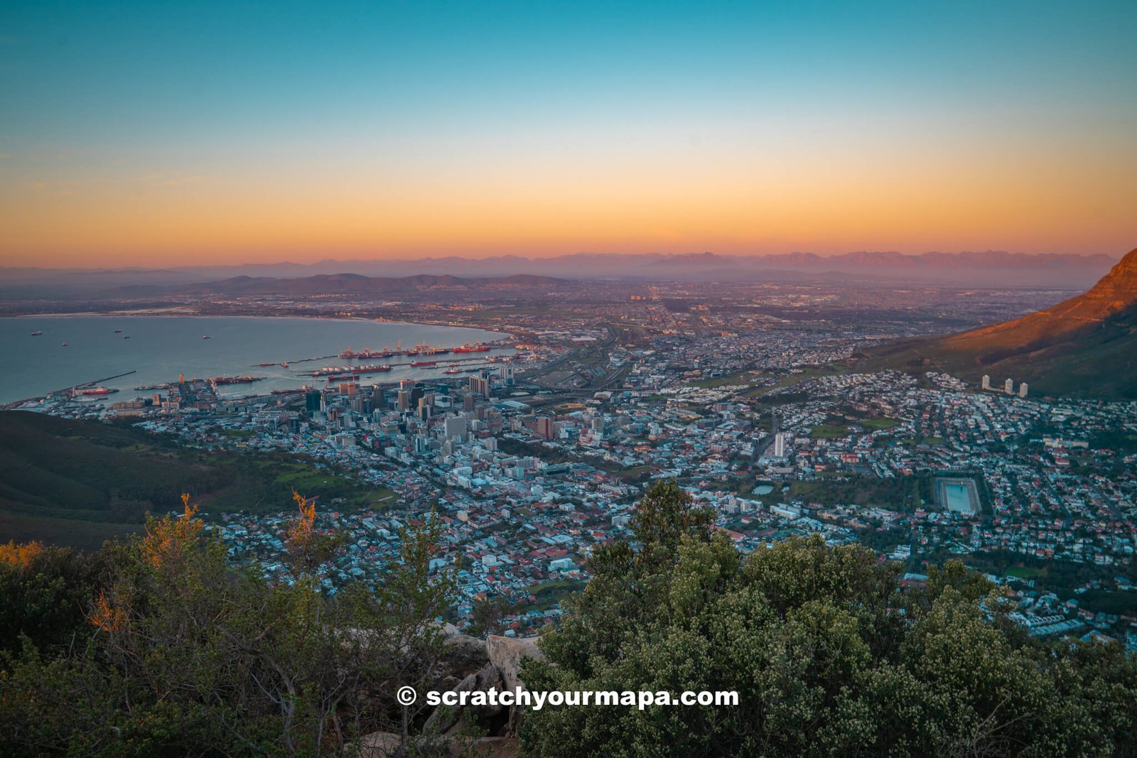 views at the top of Lion's Head hike, Cape Town