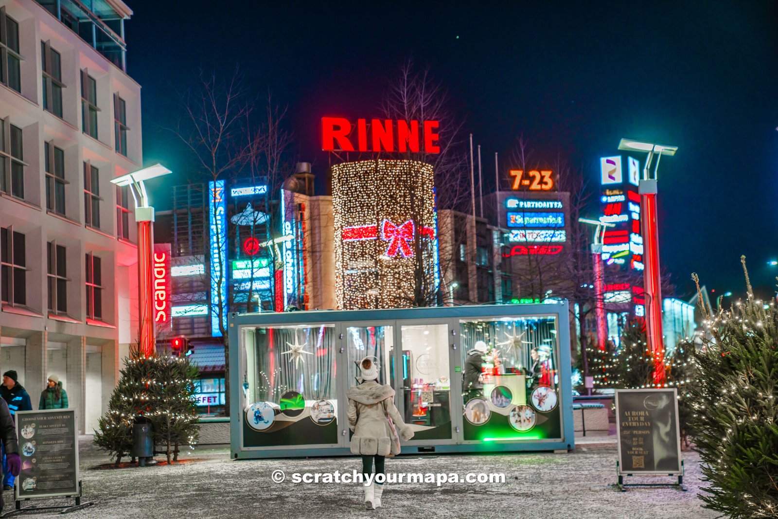 visiting the city center in Rovaniemi, Finland