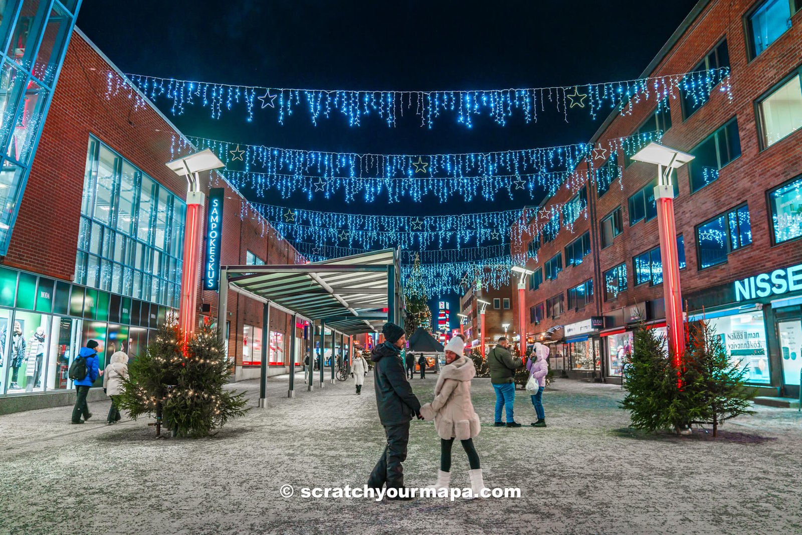 visiting the city center in Rovaniemi, Finland