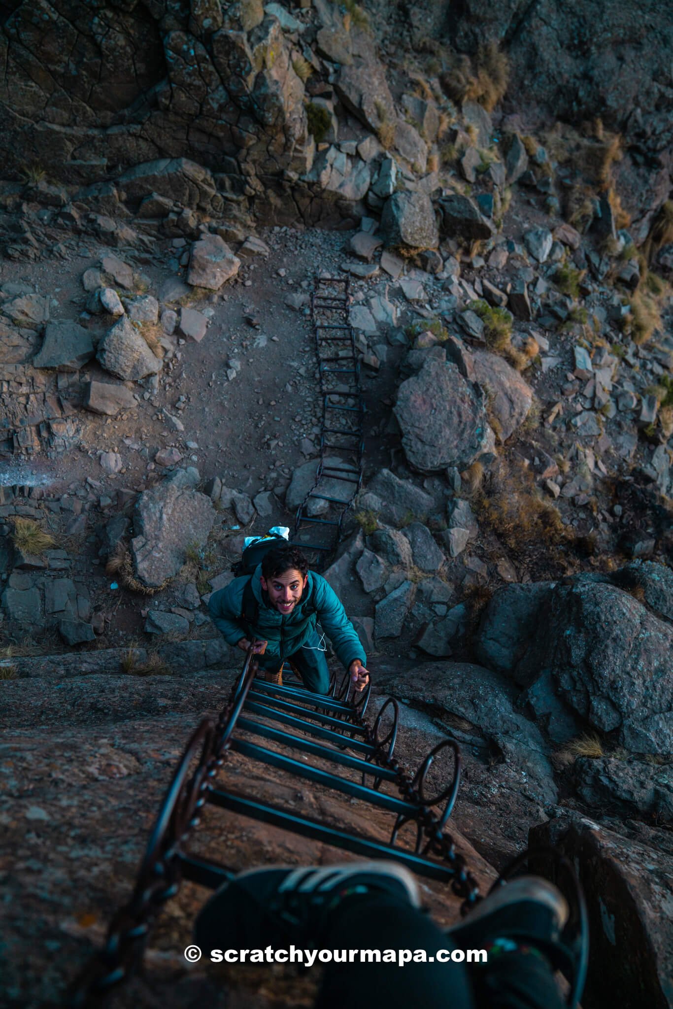 chain ladders at the Tugela falls hike 