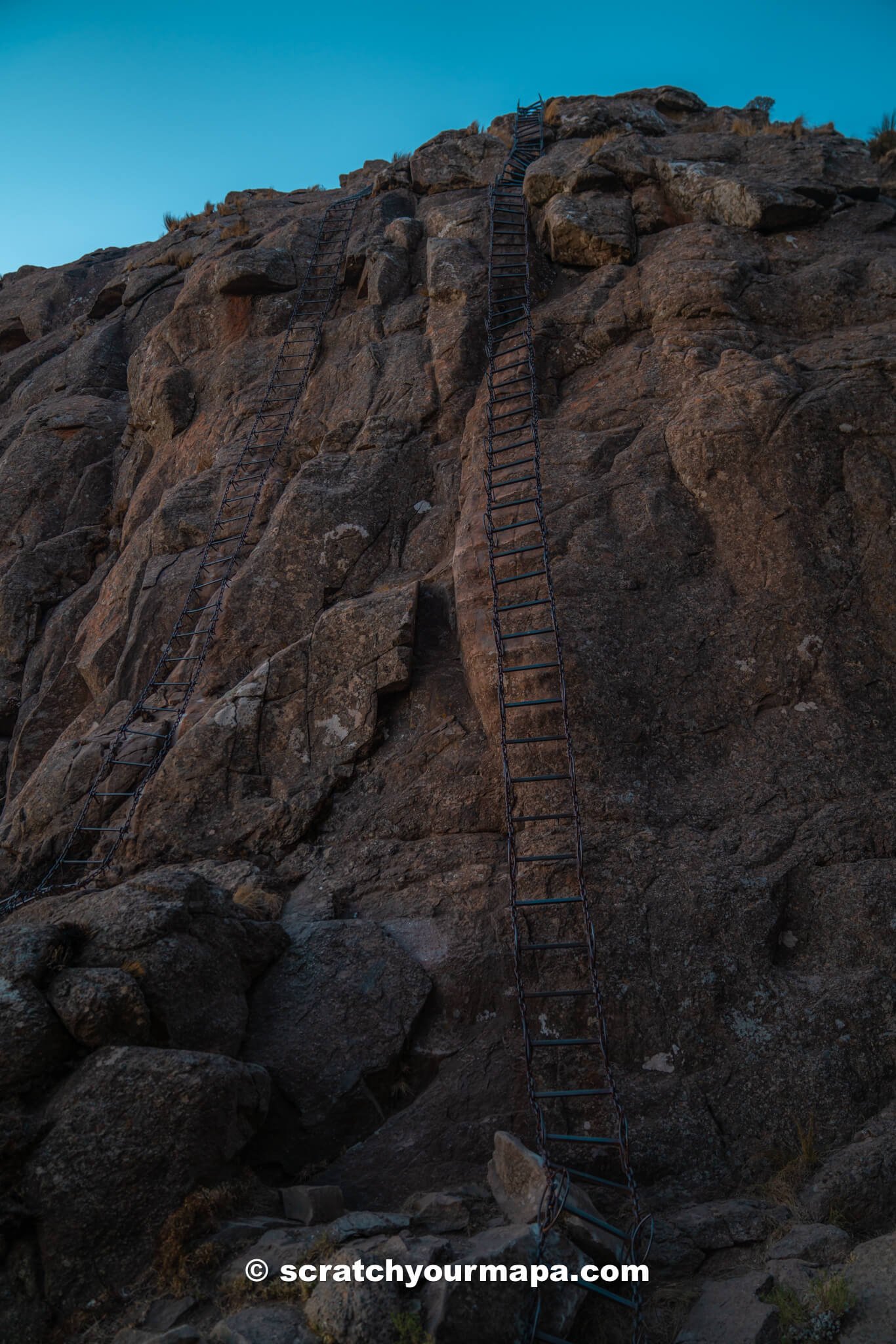 chain ladders at the Tugela falls hike 