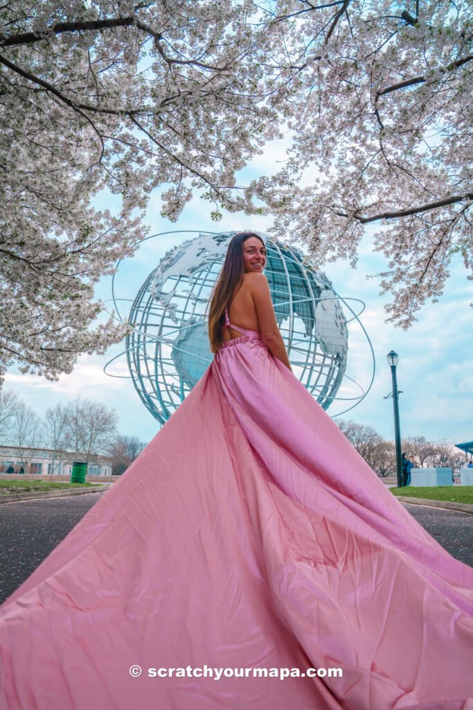 cherry blossom flying dress photoshoot - best things to do in NYC in spring