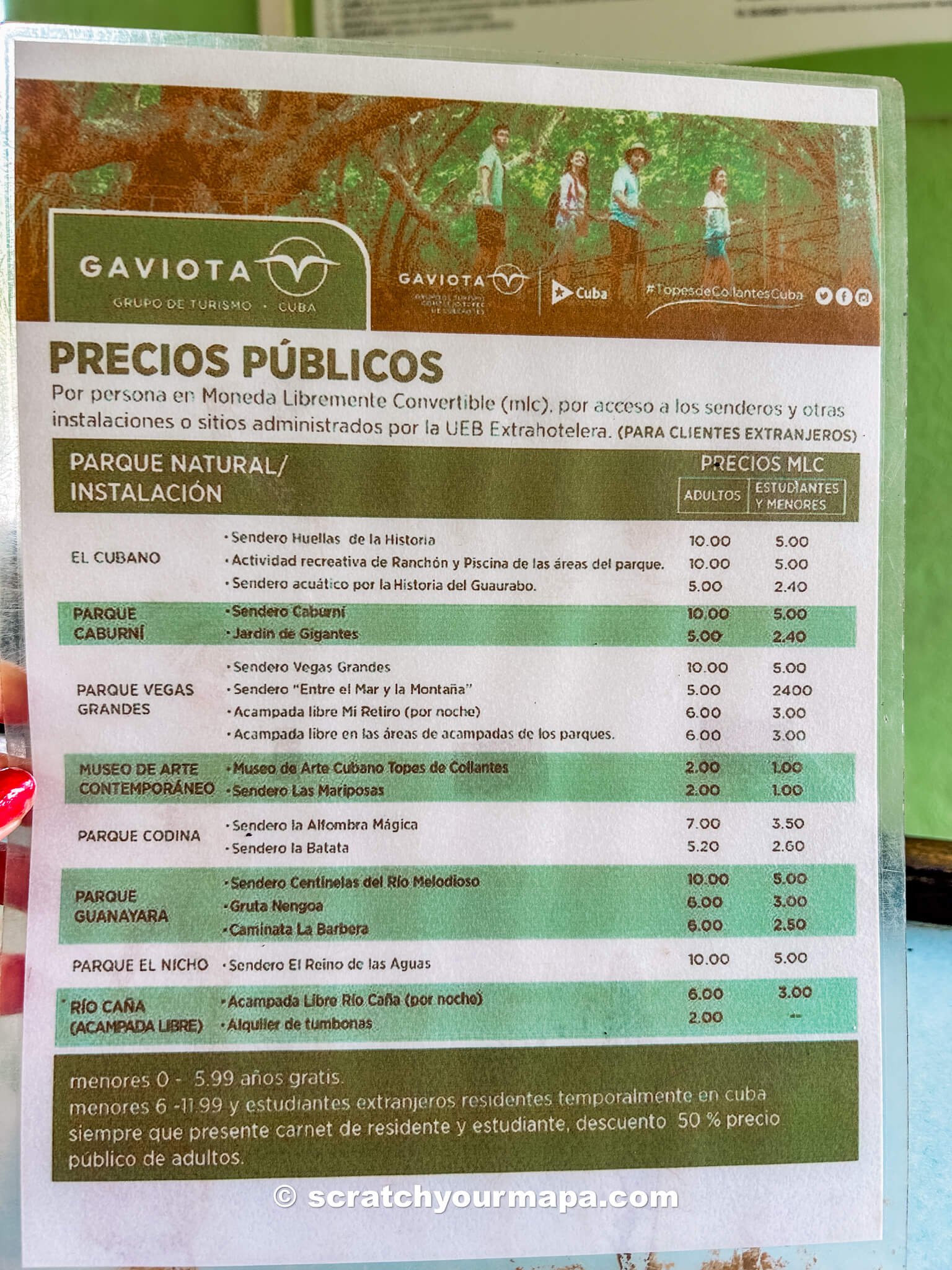 prices for El Nicho Waterfall, Cuba