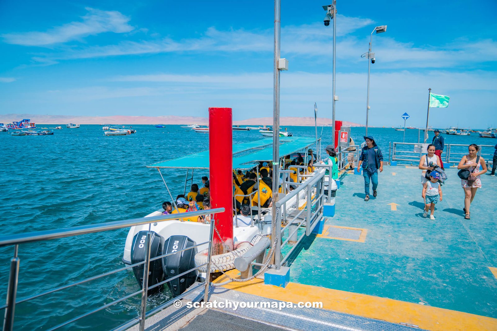 the boat for the Islas Ballestas Tour in Pacaras, Peru