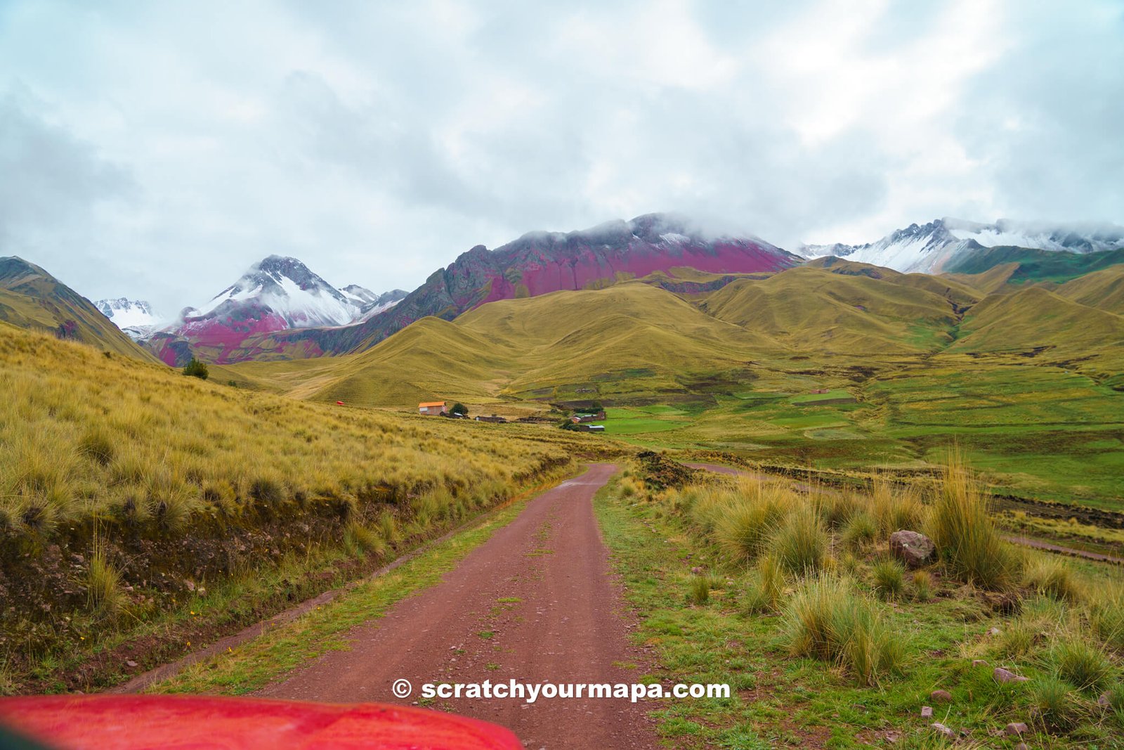 driving to Pallay Punchu hidden rainbow mountain 