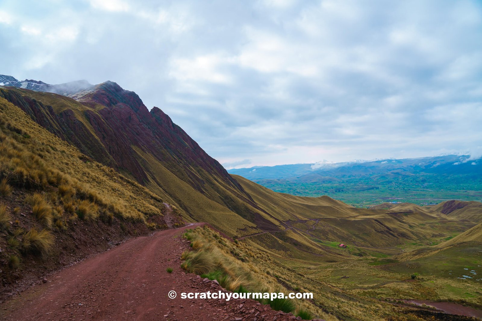 driving to Pallay Punchu hidden rainbow mountain 