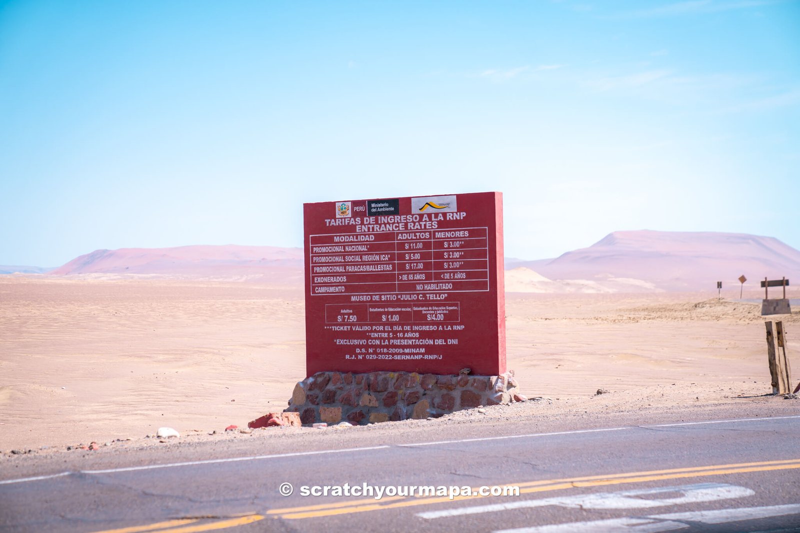 sign at Paracas National Reserve