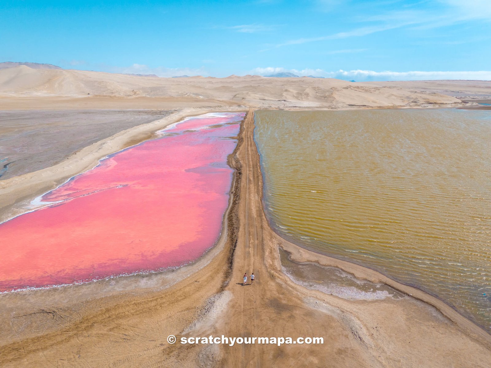 pink lake in Paracas National Reserve, Peru