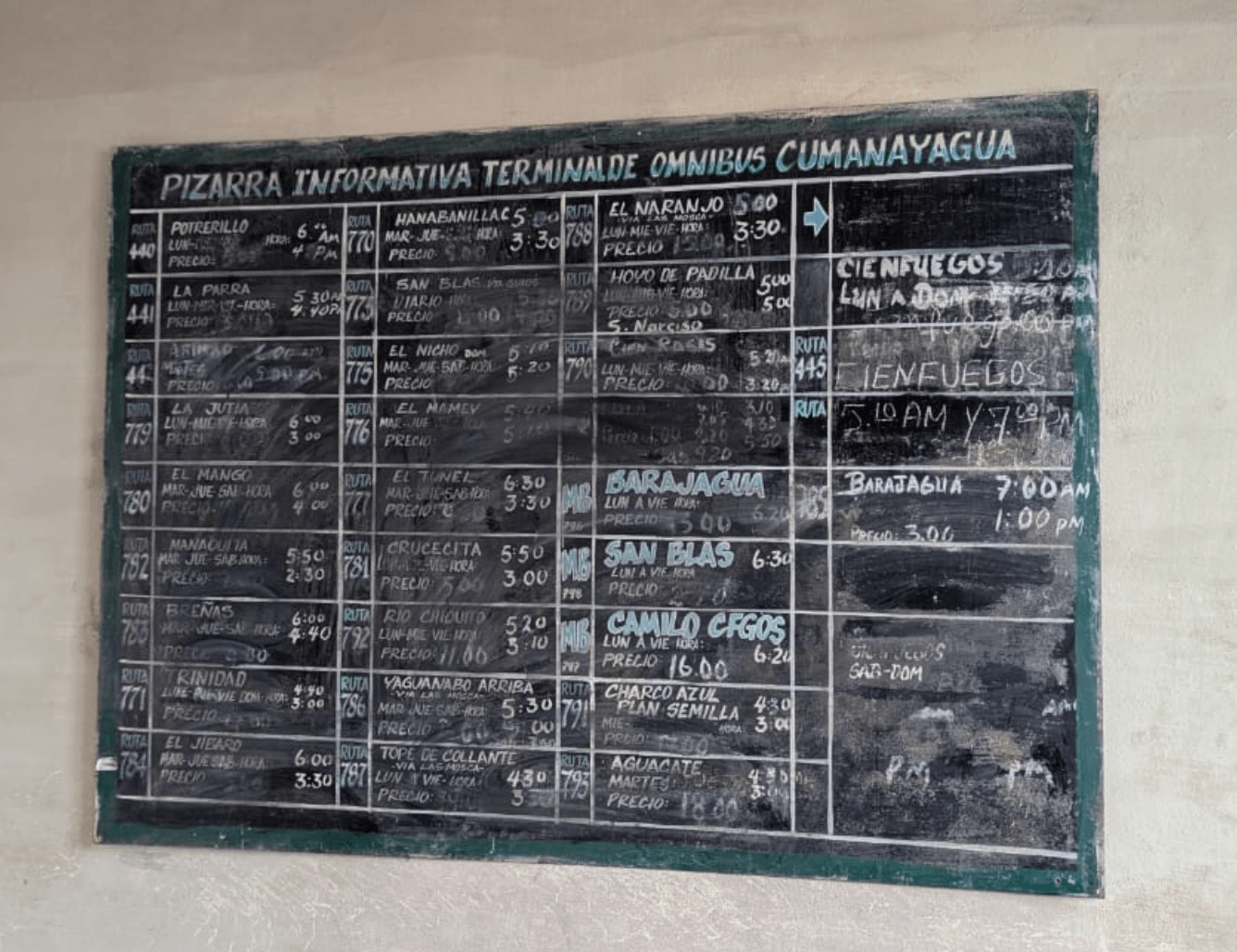 timetable bus to El Nicho Waterfall