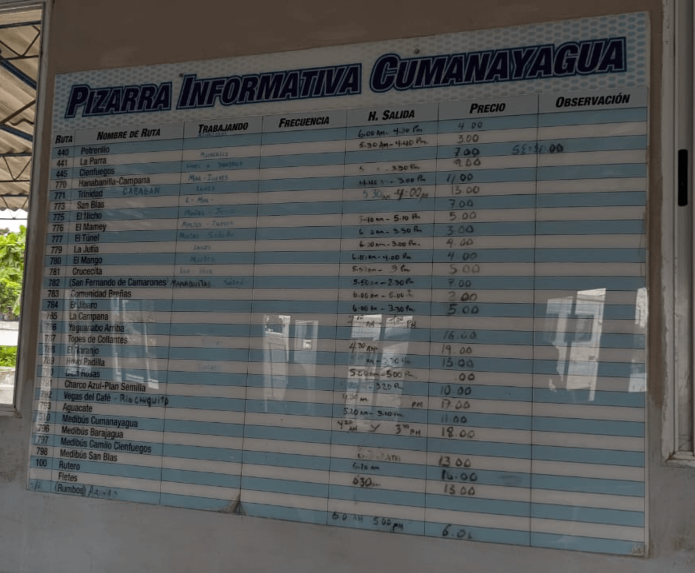 timetable bus to El Nicho Waterfall