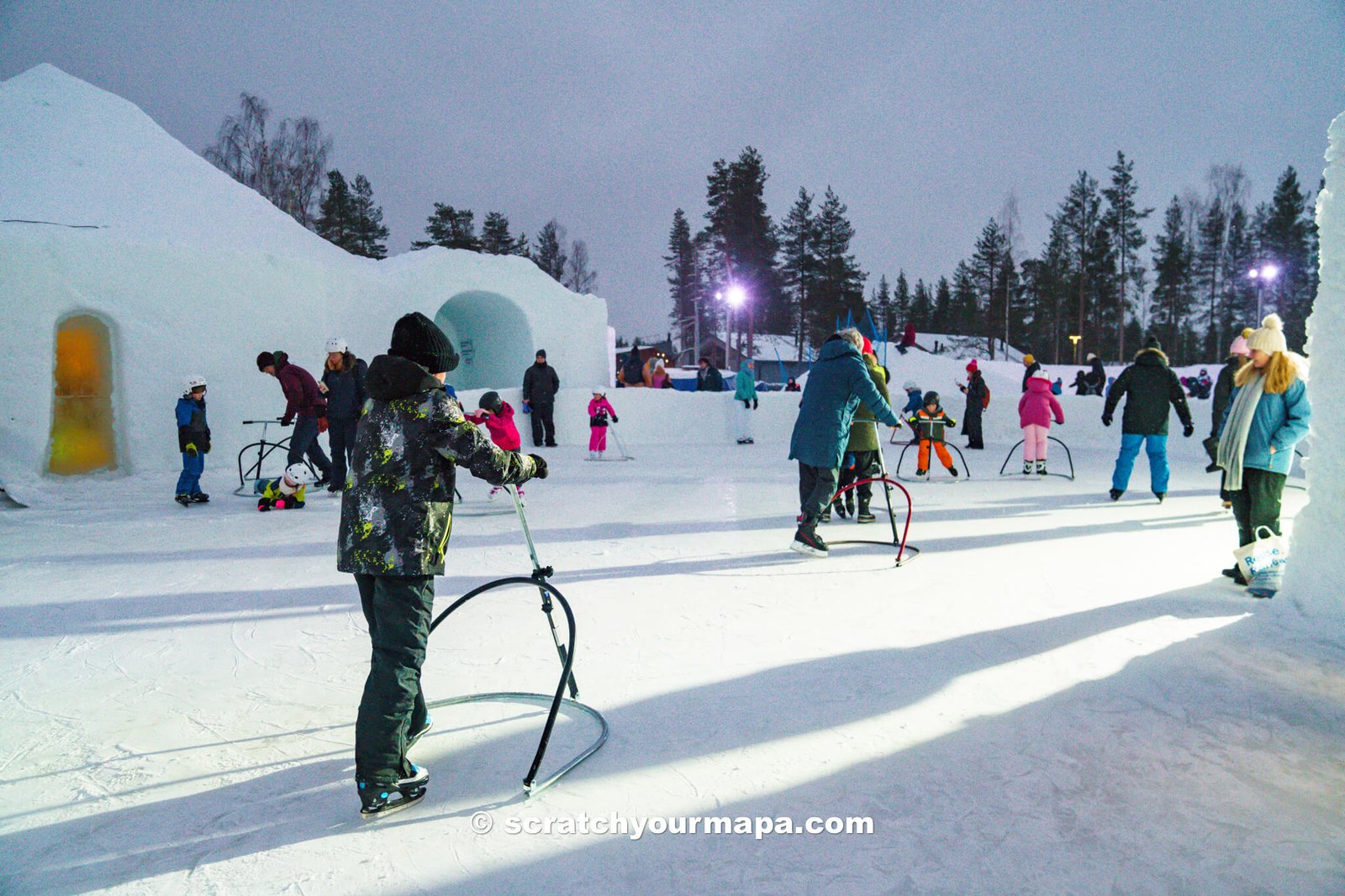 ice skating at Snowman World, Rovaniemi