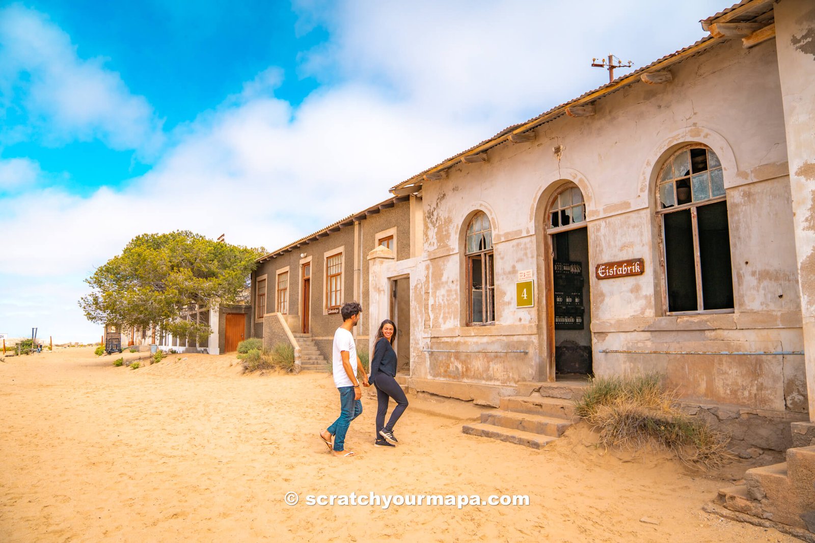 abandoned buildings in the Kolmanskop ghost town of Namibia