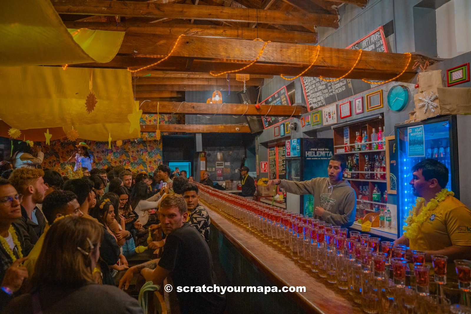 celebration at Loki Hostel for New Year's Eve in Cusco, Peru