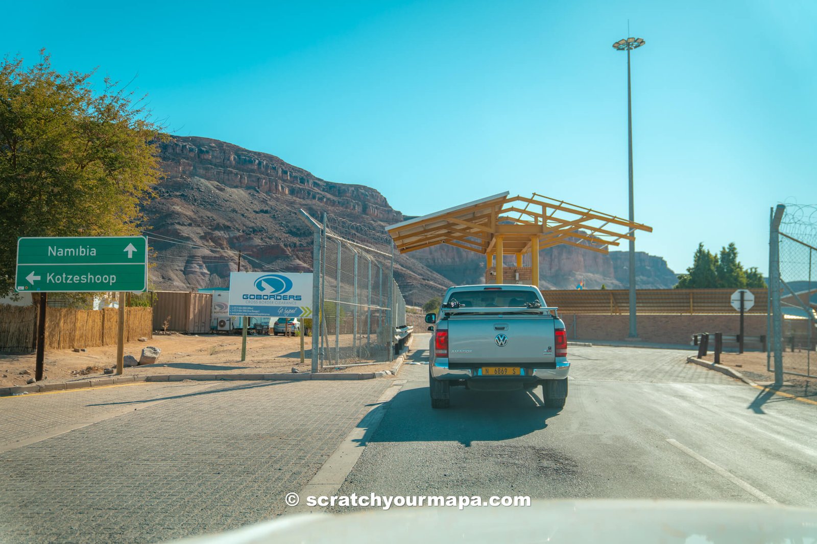 Driving into Namibia