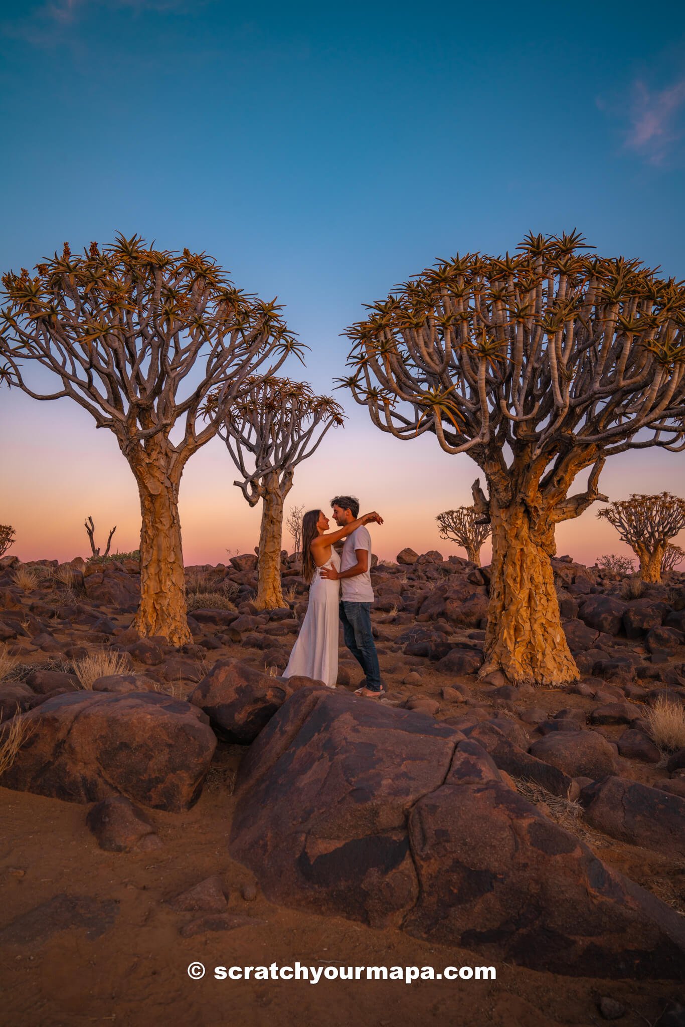 sunset at Quiver Tree Forest in Namibia