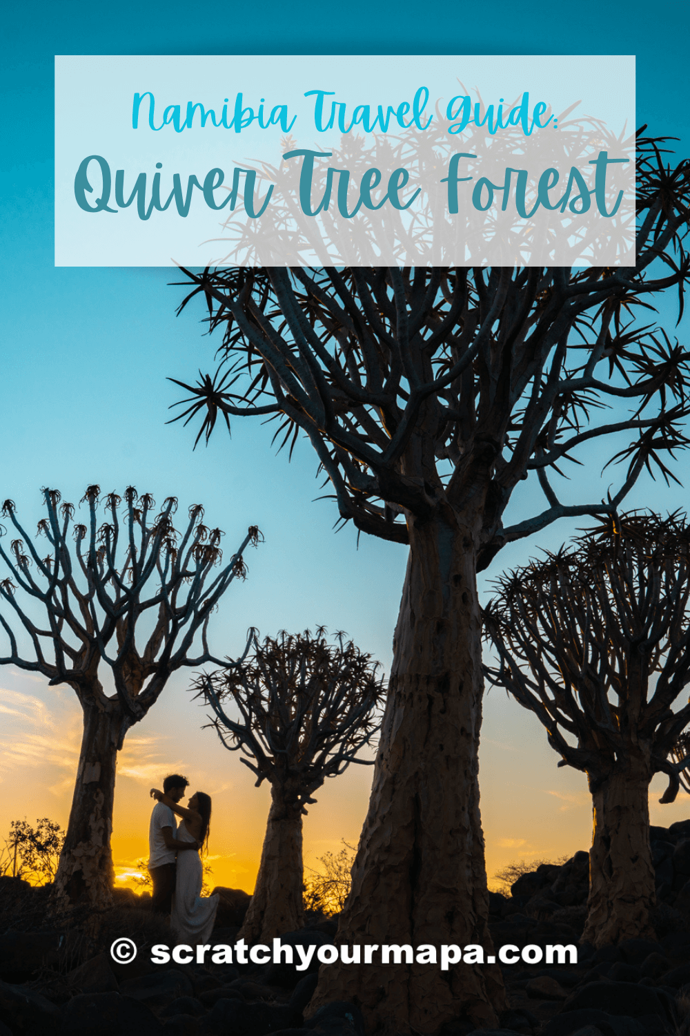 sunset at Quiver Tree Forest in Namibia