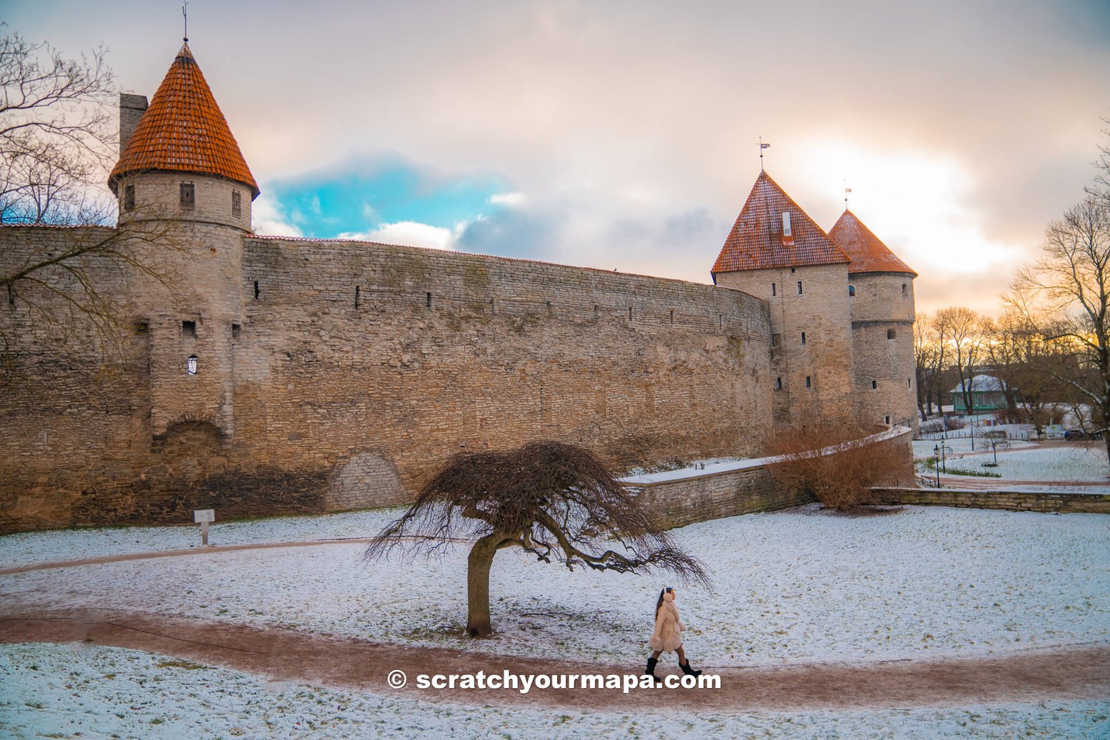 Toompea castle garden in the old town in Tallinn