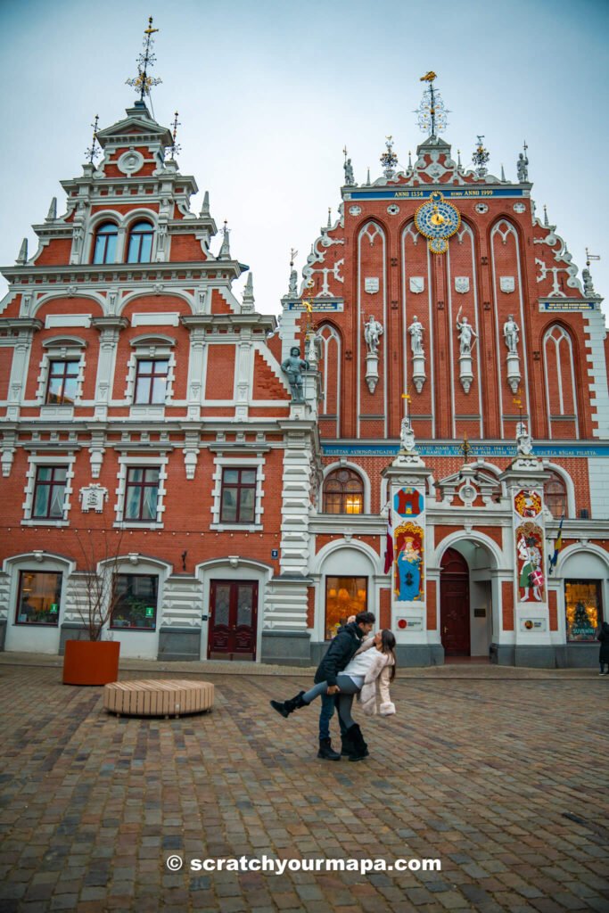 historic center in Riga in winter