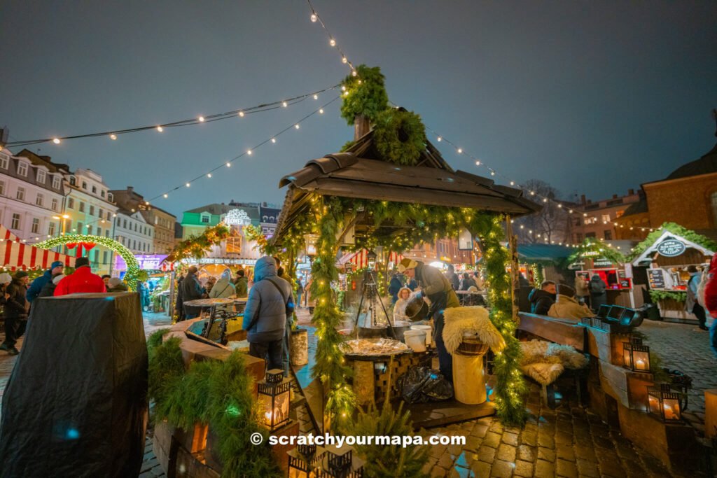 Christmas market in Riga in winter