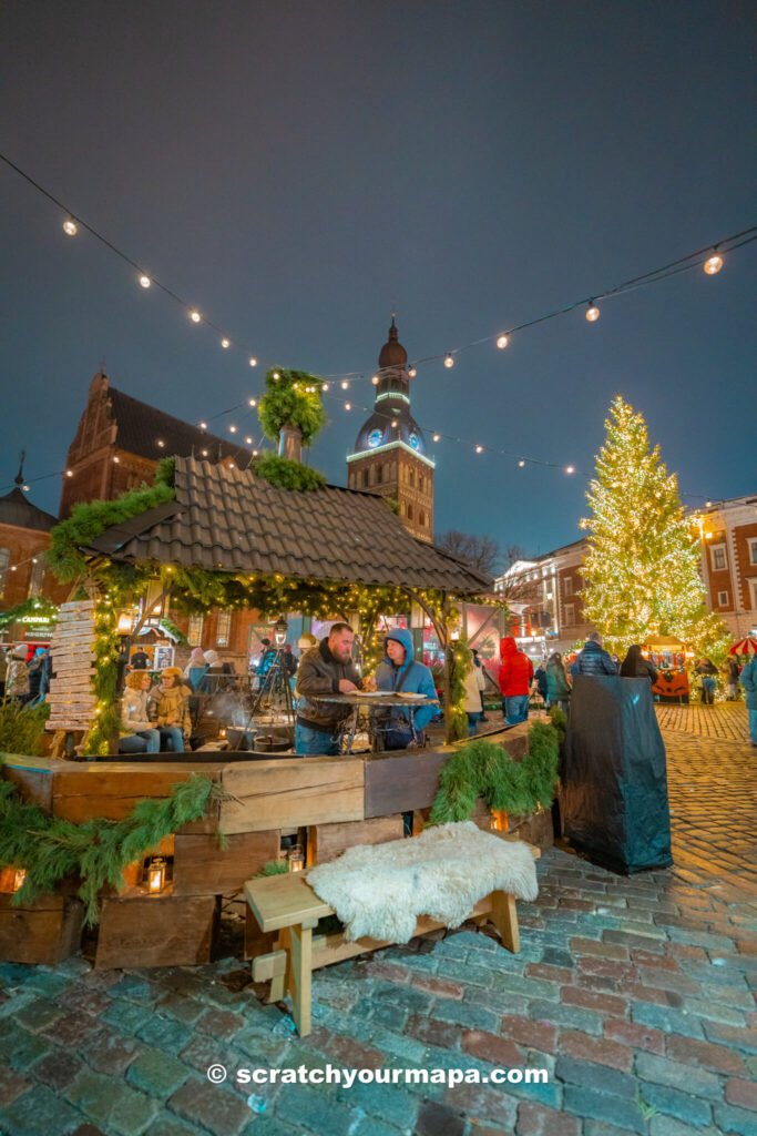Christmas market in Riga in winter
