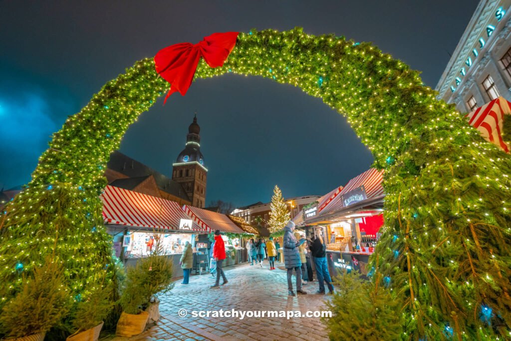 Christmas market in Riga in winter