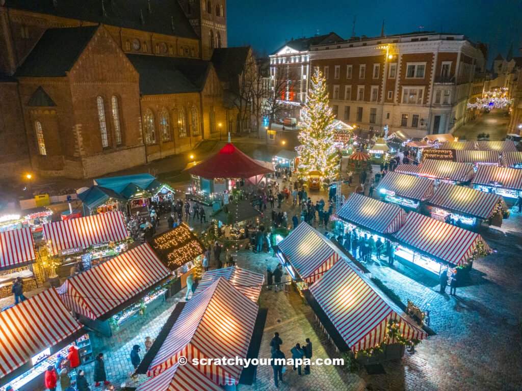 Christmas market in Riga in winter