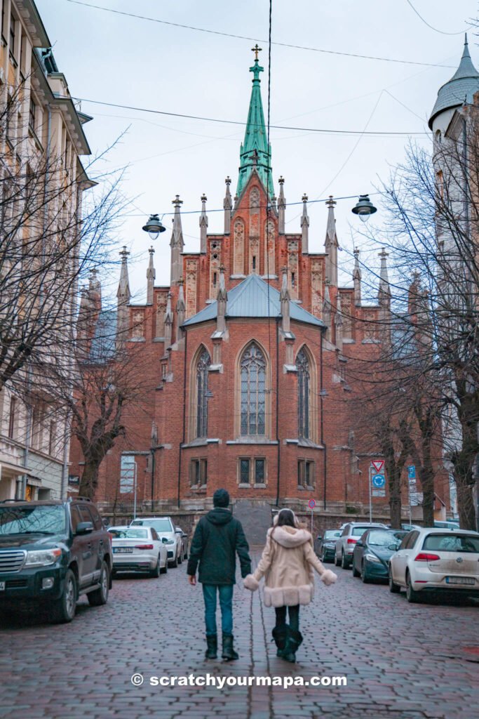 historic center in Riga in winter