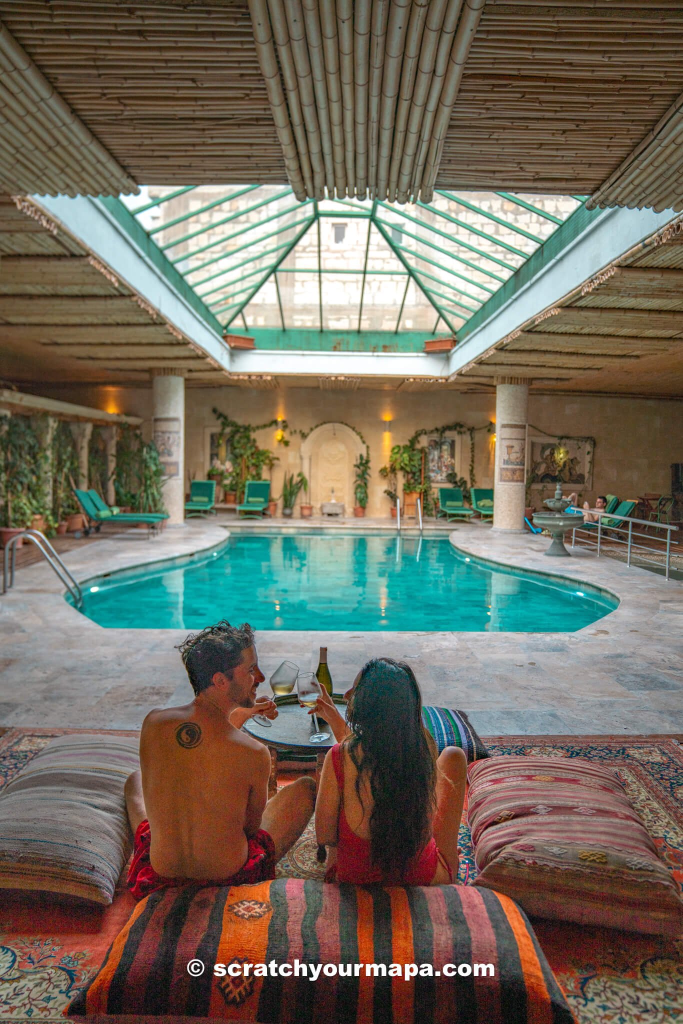 drinking wine at Heybe Hotel - Cappadocia food guide