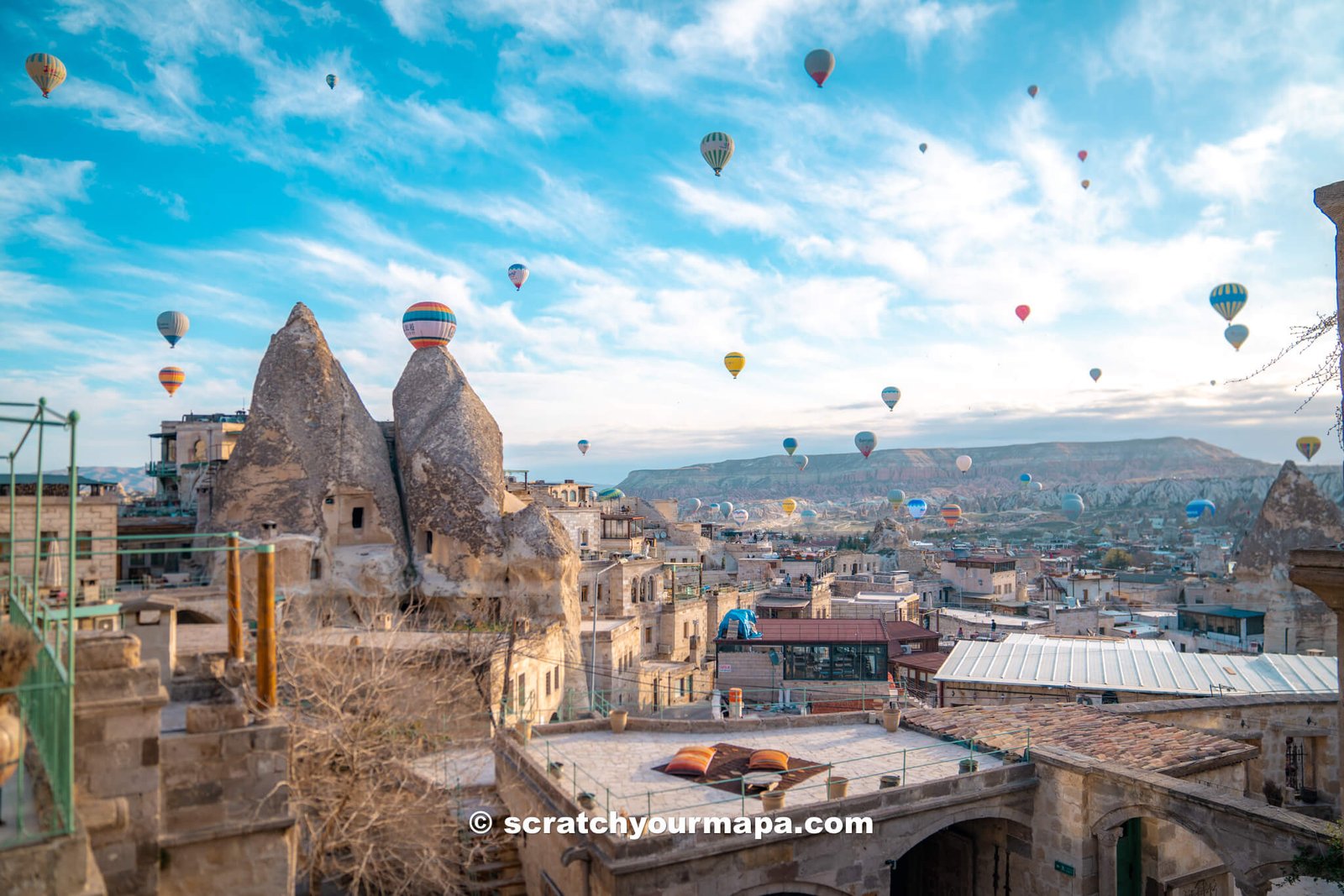 sunrise watching the hot air balloons at Sultan Cave Suites