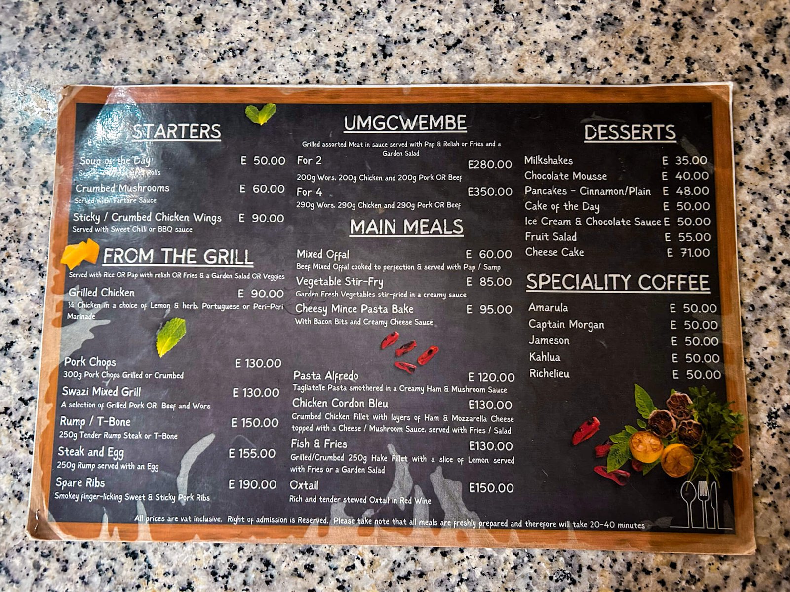 menu in Eswatini - Eswatini food guide