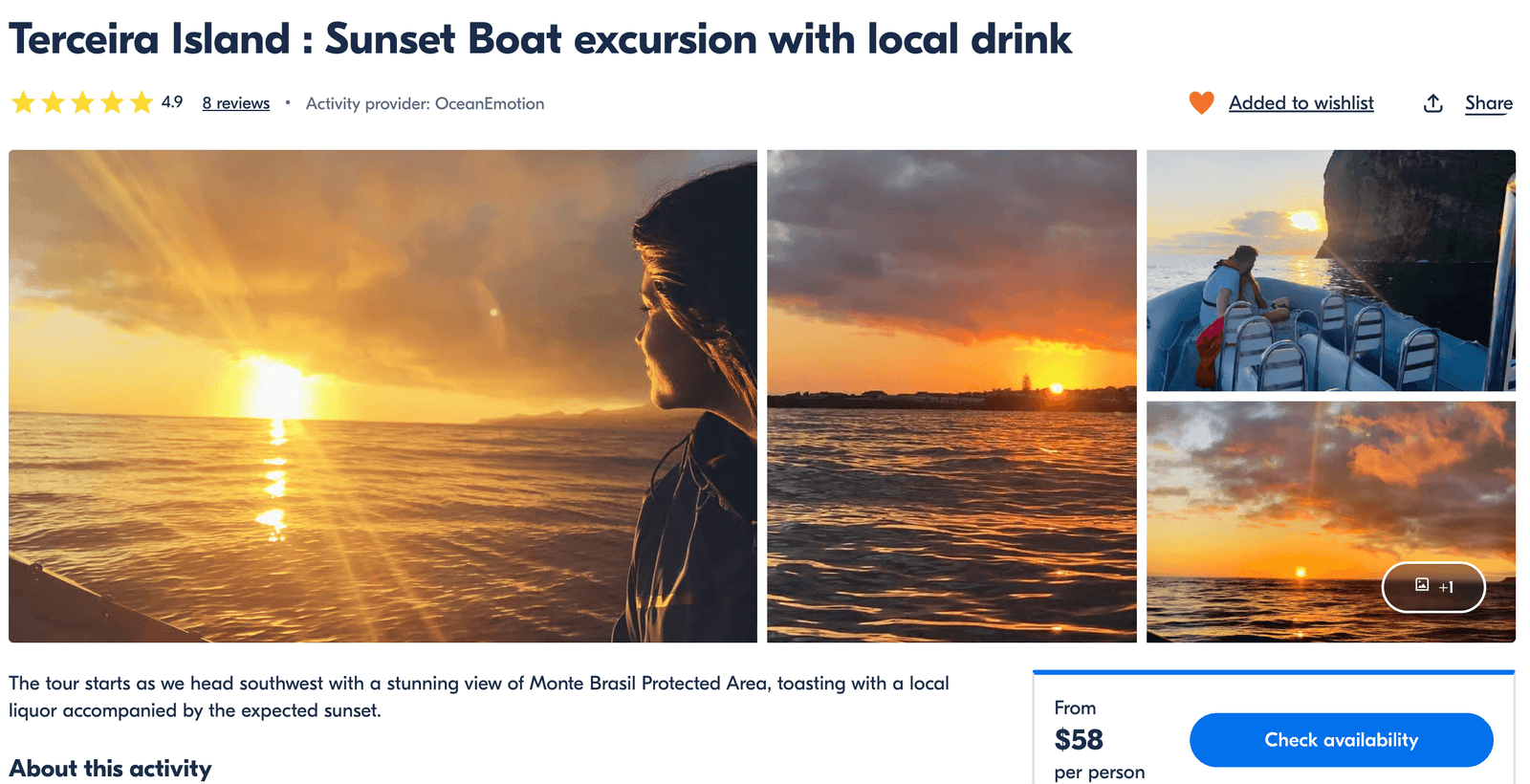 sunset sail in Terceira